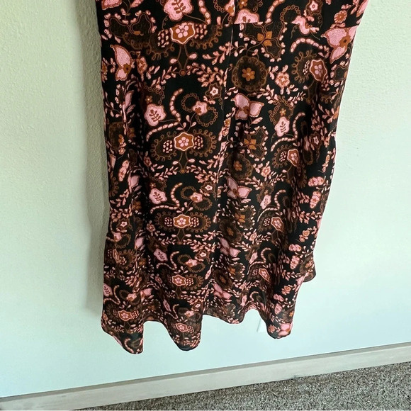 NWOT A.L.C. Emile Floral Cold Shoulder Silk Dress Black Henna Pink  Women’s 4 - Picture 14 of 14